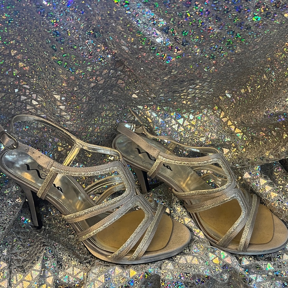 Nina Silver Strappy Heels